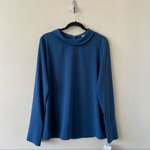 Nwt-halogen Button Back Long Sleeve Blouse (Size:Medium)